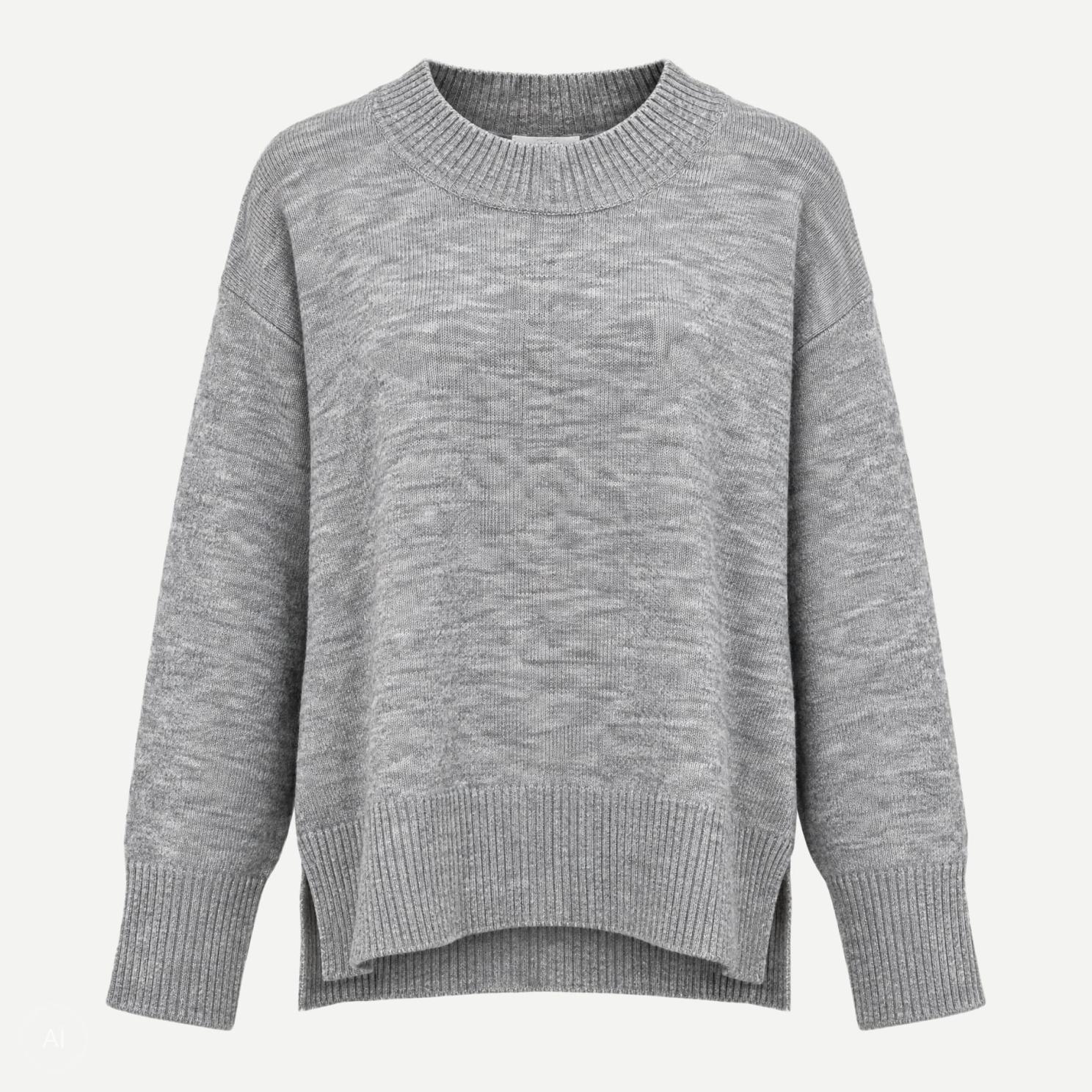 LS P CK Lo44u Z1 Dame Striktrøje - GREY MELANGE