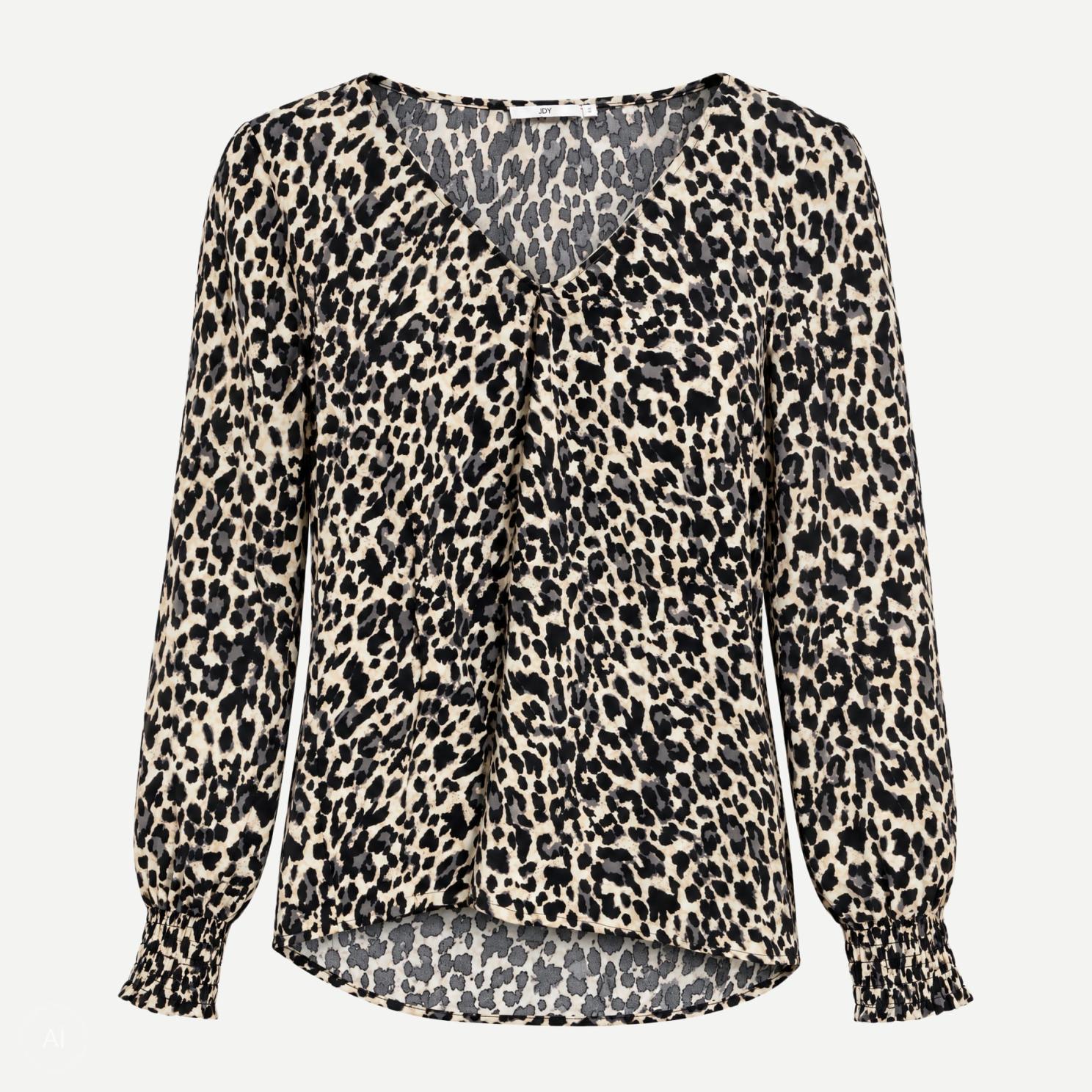Hailys LS P TP Te44ssa Dame Bluse - BEIGE LEO