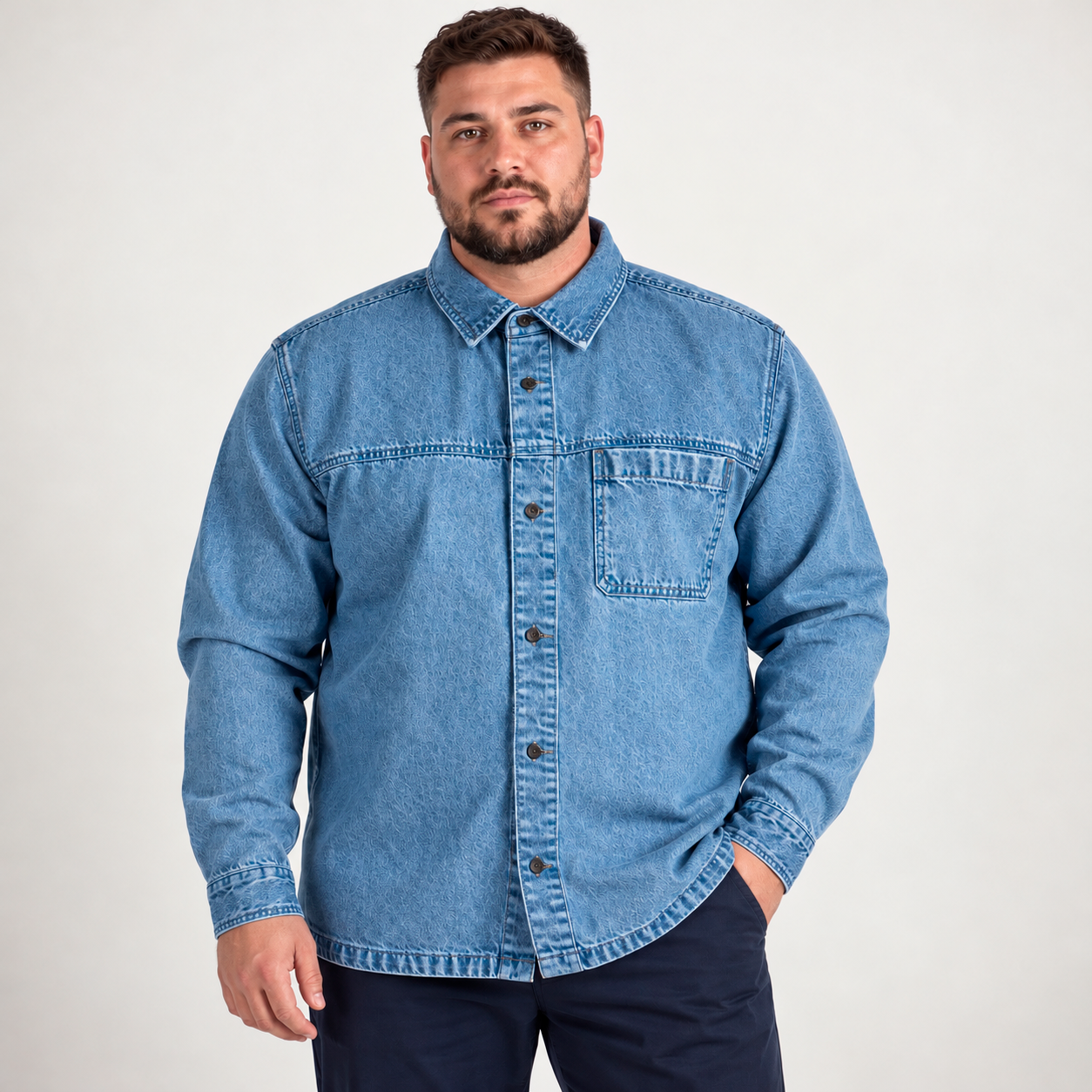 Marcus Java Herre Overshirt - Med. Blue Wash