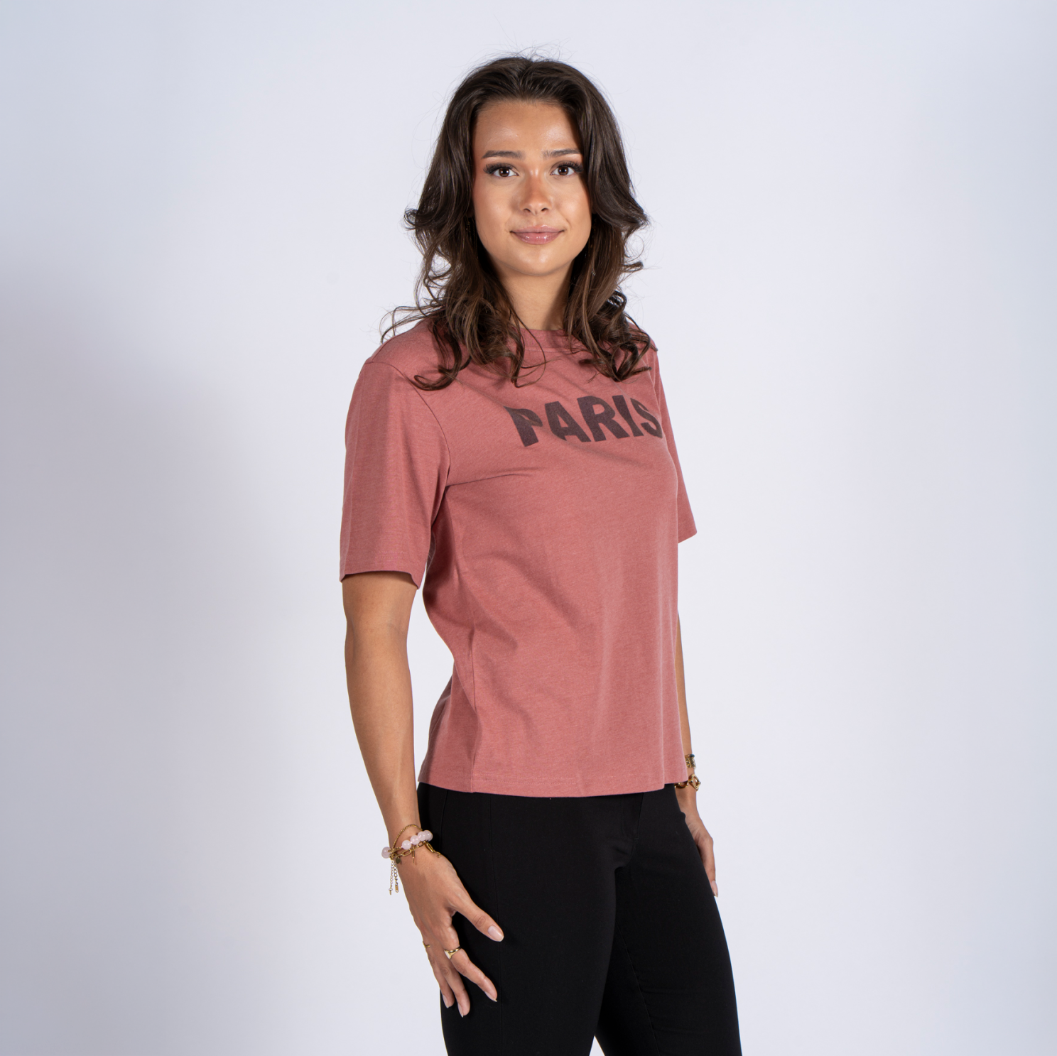 SASIA Daphne Dame T-shirt - WHITERED ROSE