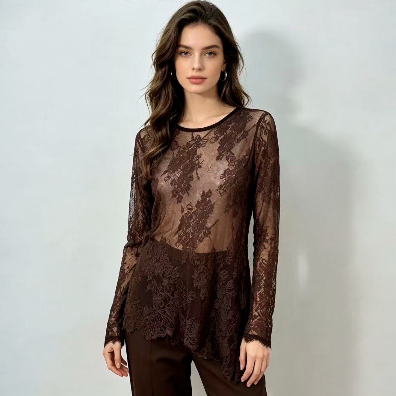 Dame Bluse - BROWN